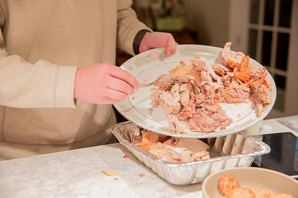 Turkey Leftovers after Thanksgiving dinner Leftover food from a big Thanksgiving dinner leftovers photos stock pictures, royalty-free photos & images
