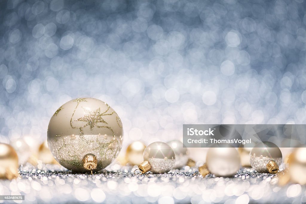 Weihnachten Kugeln-Dekoration Glitter Bokeh Winter Gold - Lizenzfrei Bildschärfe Stock-Foto