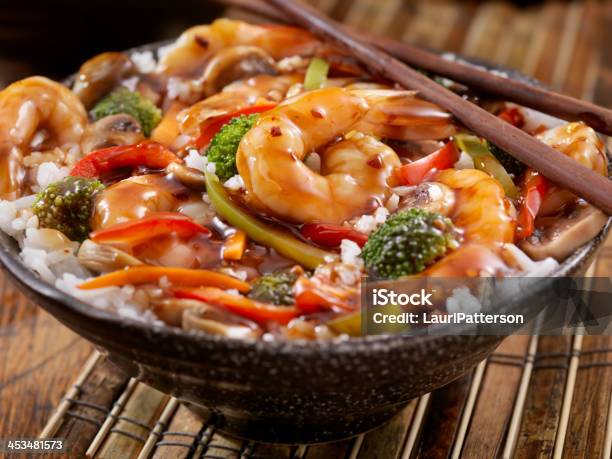 Gamberetto Teriyaki Ciotola Di Riso - Fotografie stock e altre immagini di Teriyaki - Teriyaki, Gamberetto - Frutti di mare, Saltato in padella