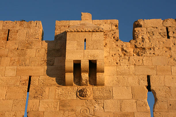 jaffa gate, иерусалим, isarel. - jerusalem old city israel wall castle стоковые фото и изображения