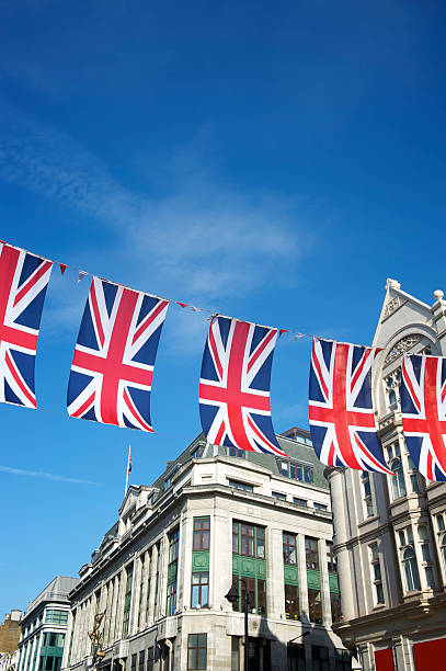 istock Union Jack British Flags Hang Above London Buildings 453490165