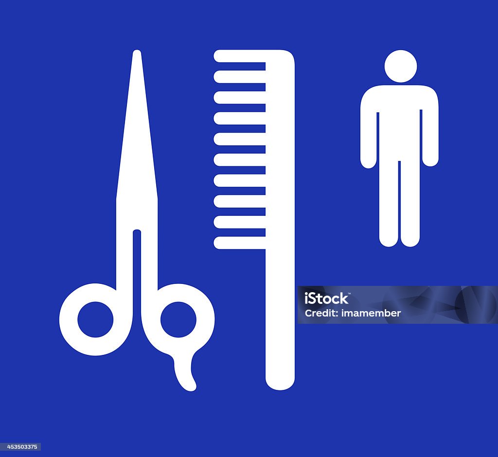 M blue und Weiß Barber shop Zeichen, Textfreiraum - Lizenzfrei Clipping Path Stock-Foto