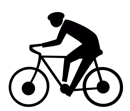 Black and white bicycle sign