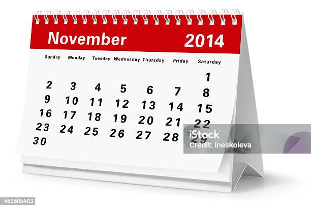 Calendario De Escritorio De Noviembre De 2014 Foto de stock y más banco de imágenes de 2014