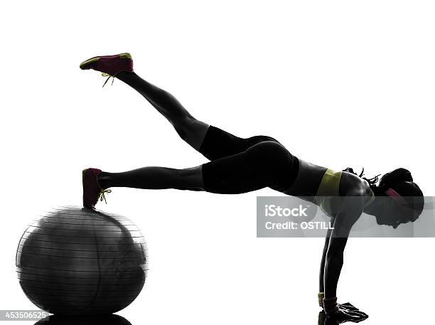 Woman Exercising Fitness Workout Plank Position Silhouette Stock Photo - Download Image Now