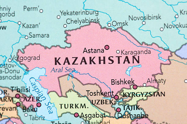 KAZAKHISTAN Map of Kazakhistan.  bishkek stock pictures, royalty-free photos & images