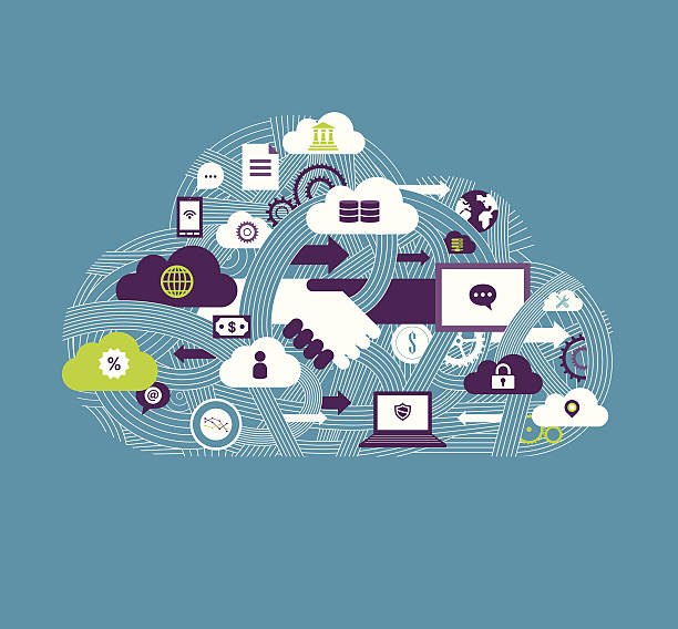 Cloud Communication Vector illustration - Cloud Communication computer network hardware stock illustrations