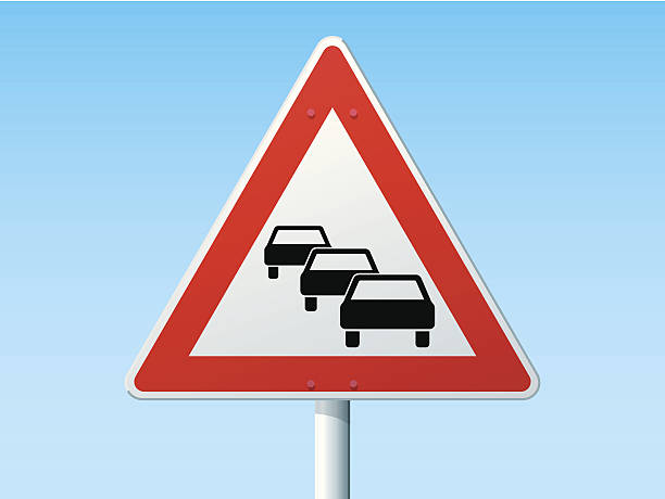 のキュードイツ警告標識 - 渋滞点のイラスト素材／クリップアート素材／マンガ素材／アイコン素材