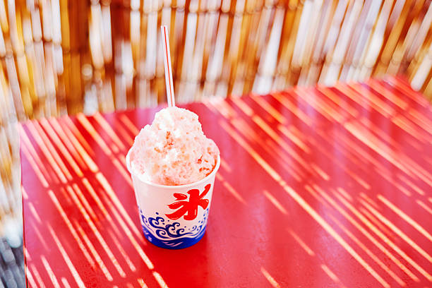 Japanese shaved ice dessert stock photo