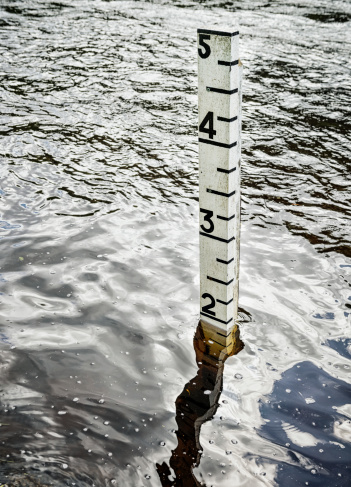 Close-up on a guage used to measure water level.