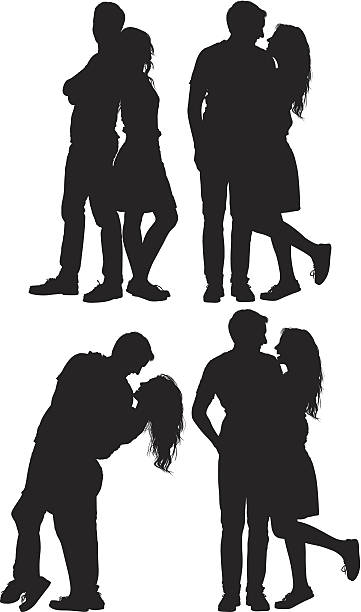 ilustrações, clipart, desenhos animados e ícones de várias imagens de um casal romântico - couple full length embracing white background