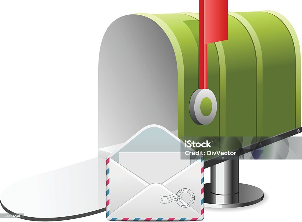 Postbox с конверт - Векторная графика Белый фон роялти-фри