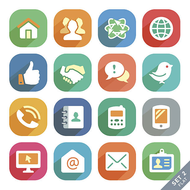 Communication and media icons vector art illustration