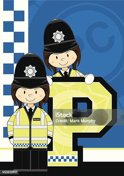 Британский Policemen Буква P — стоковая векторная графика и другие изображения на тему Алфавит - Алфавит, Буква P, Векторная графика