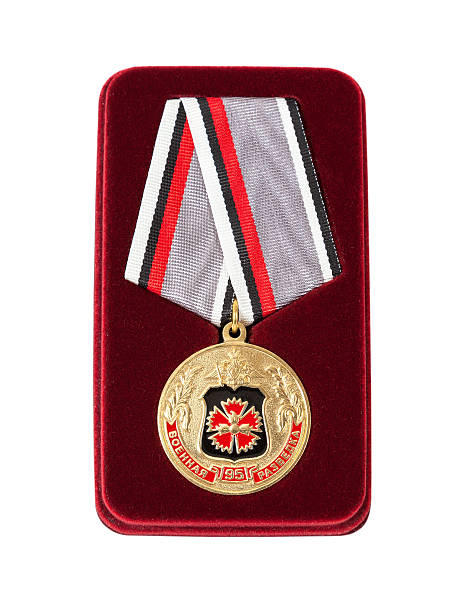 istock Russian service medal isolated on white background 453514911