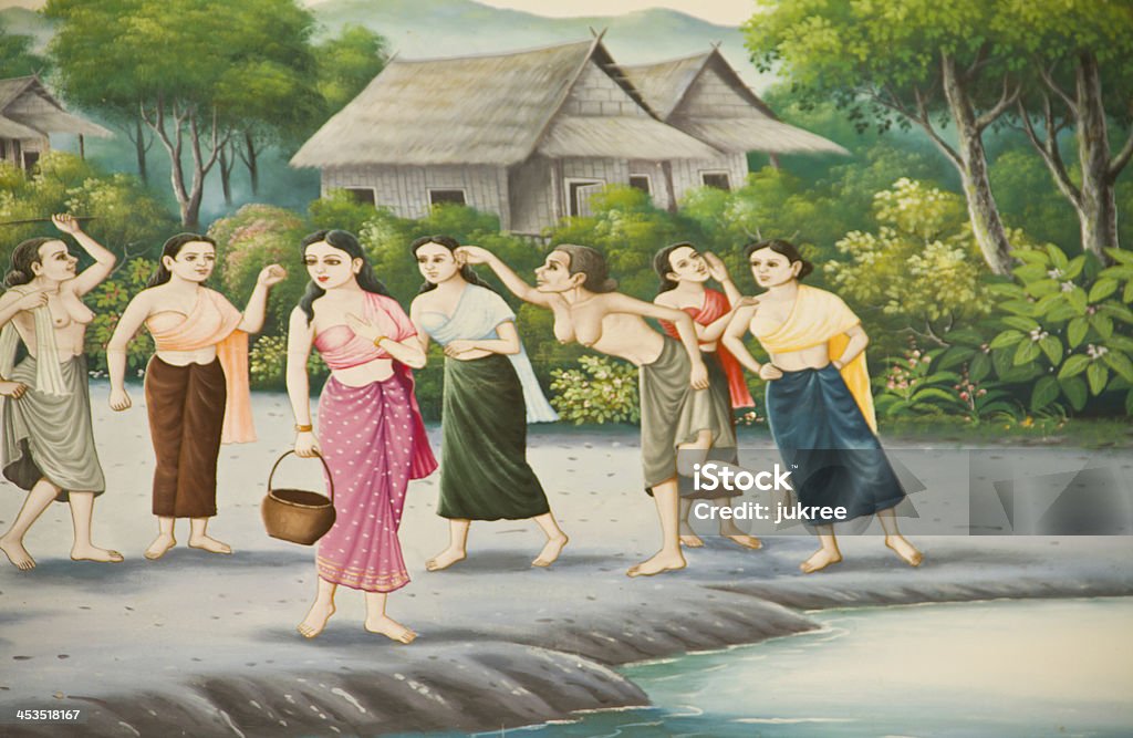 Traditional Thai Mural Painting The Life Of Buddha Stock Photo - Download  Image Now - Adult, Armed Forces, Art And Craft - iStock