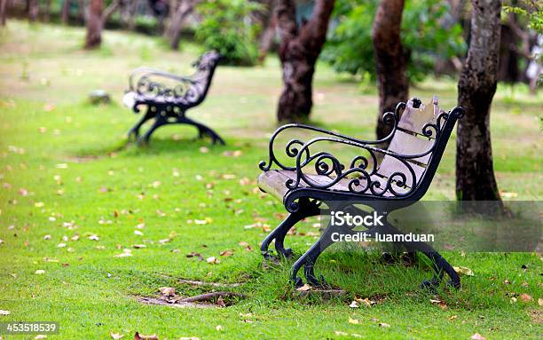 Foto de Cadeira De Metal No Parque e mais fotos de stock de Ajardinado - Ajardinado, Conceito, Confortável