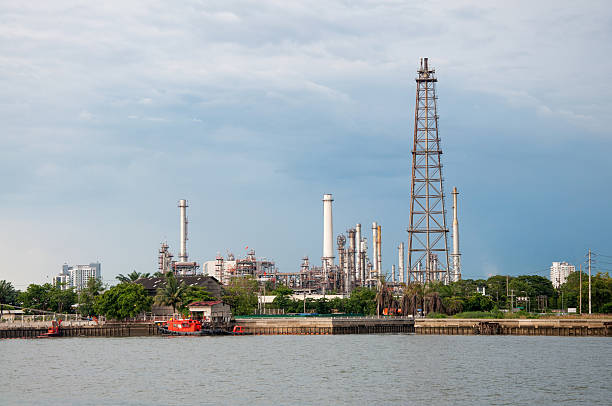 istock Oil refinery factory at river Thailand 453523351