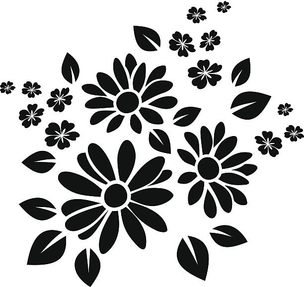 Black silhouette of flowers. Vector illustration. Vector black silhouette of flowers on a white background. tattoo silhouettes stock illustrations