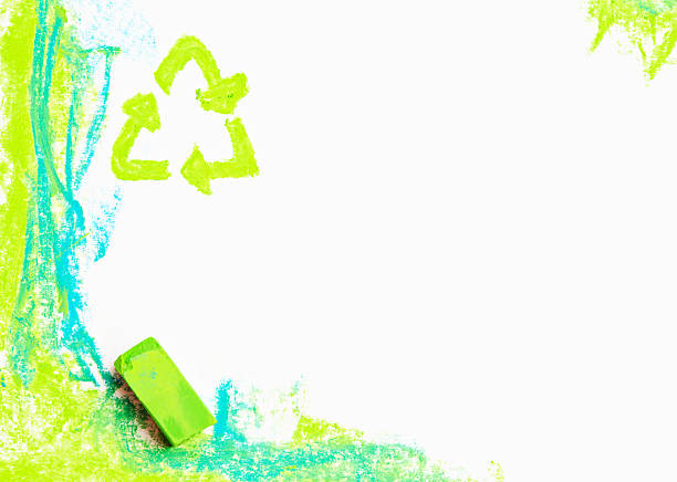 istock Recycling symbol drawn in colorful pastel crayons on sketchbook 453524527