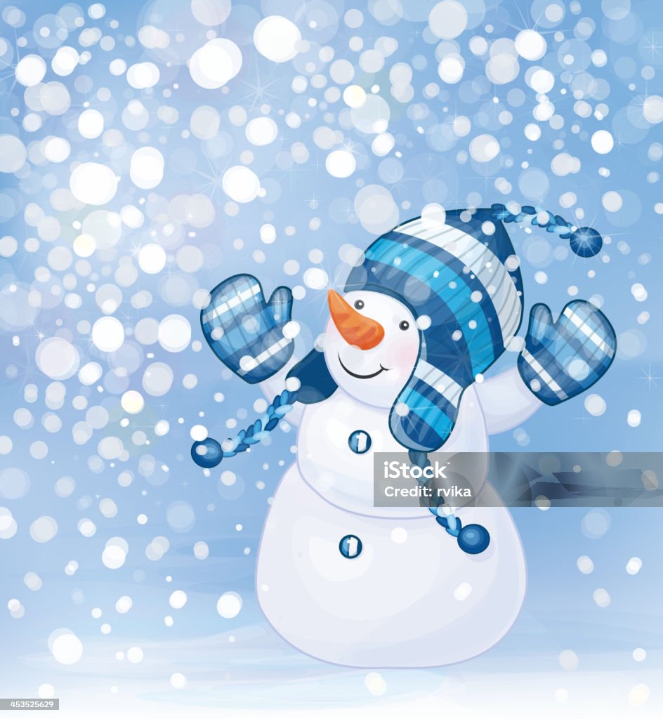 Wektor z szczęśliwy Bałwan śniegowy i śniegu. - Grafika wektorowa royalty-free (Bałwan śniegowy)