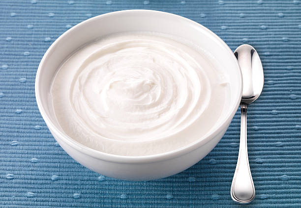 istock A bowl of white Greek yogurt and a spoon 453528615