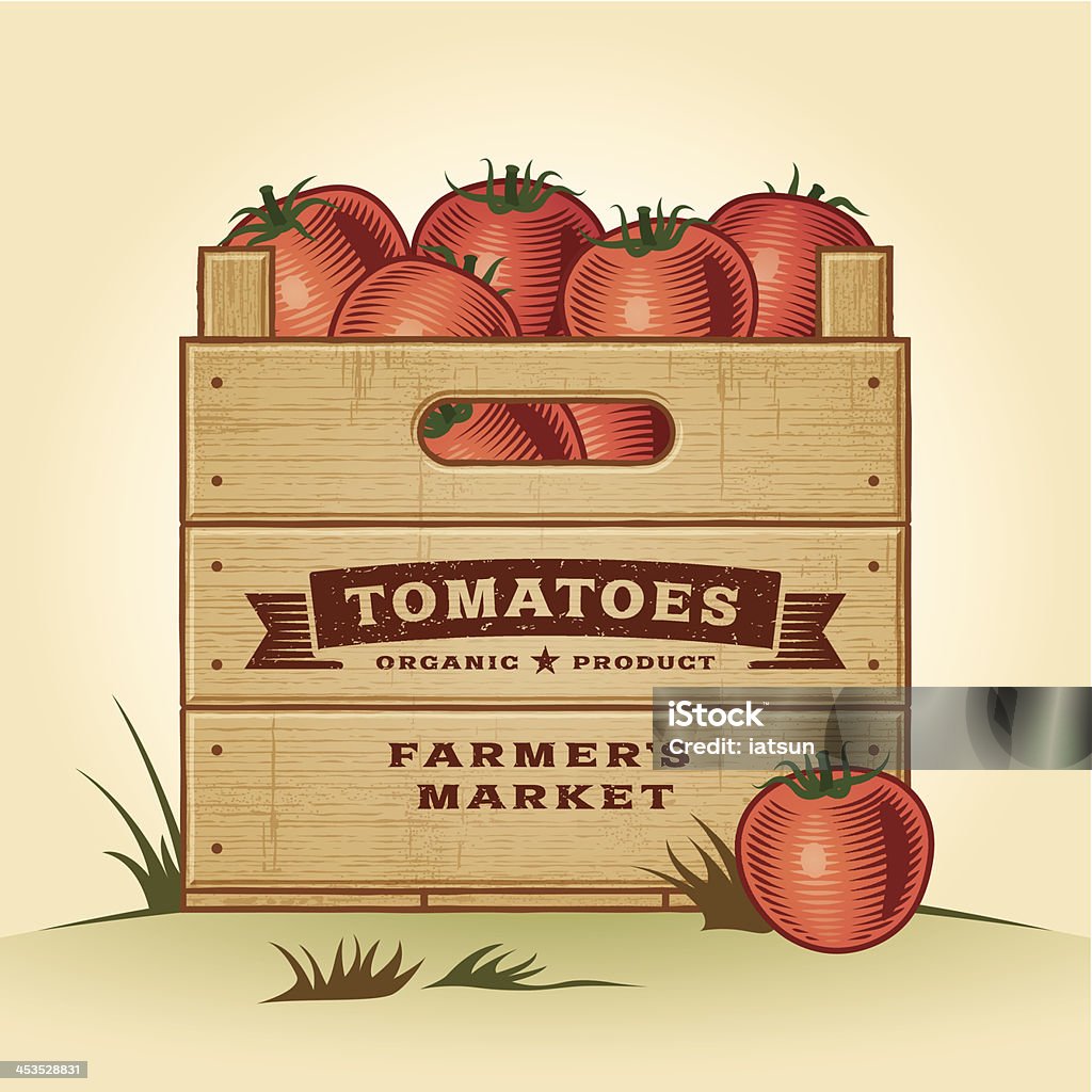 Retro caixa de Tomate - Royalty-free Madeira - Material arte vetorial