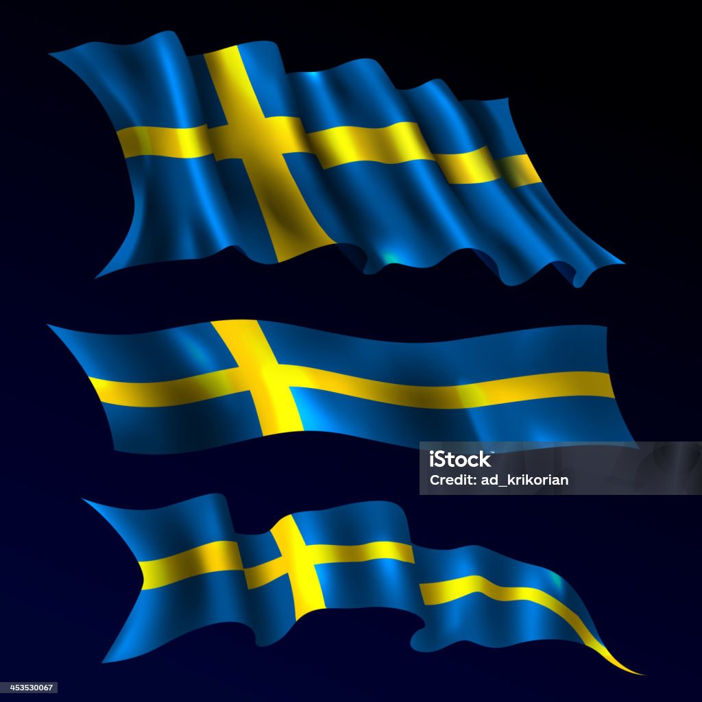 A Suécia, Bandeira da Suécia - Vetor de Acenar royalty-free