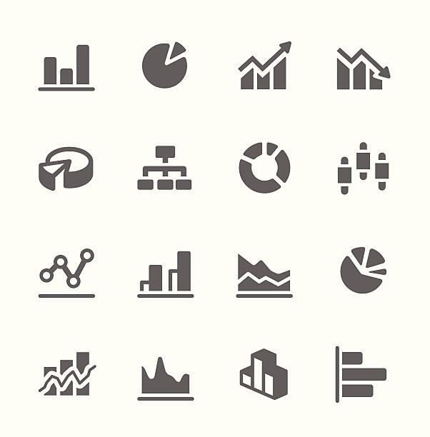Graph and diagram icon set. Simple set of diagram and graphs related vector icons for your design. chart stock illustrations