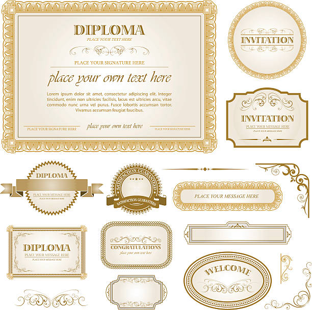 Sample page with diploma illustrations vector art illustration