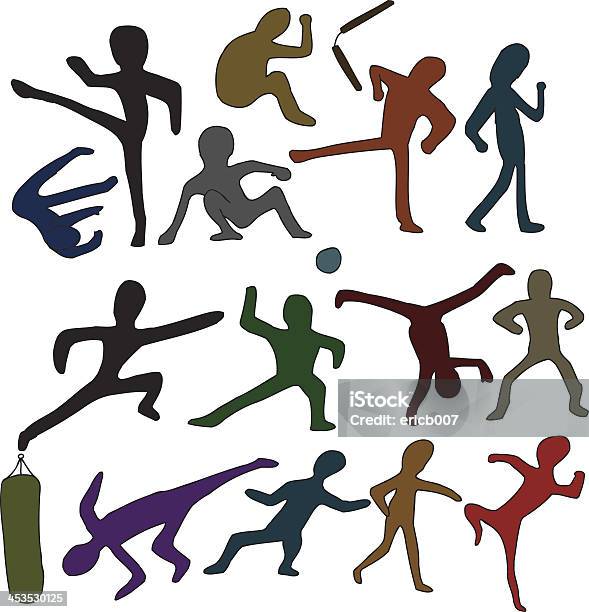 Martial Arts Doodles Stock Illustration - Download Image Now - Capoeira, Cartwheel, People