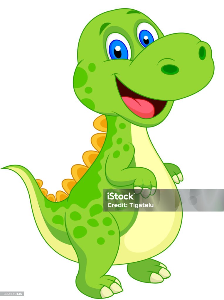 Cute cartoon dinosaur in green and white Vector illustration of Cute dinosaur cartoon  Cheerful stock vector