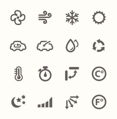 Simple set of air conditioning related vector icons for your design.