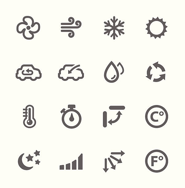 Air Conditioning Icons Simple set of air conditioning related vector icons for your design. heat transfer fluid stock illustrations
