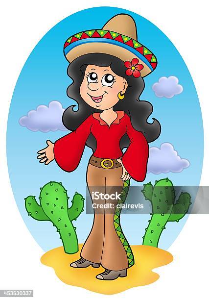 Linda Chica Mexicanos En El Desierto Foto de stock y más banco de imágenes de Ilustración - Ilustración, Adulto, Aire libre