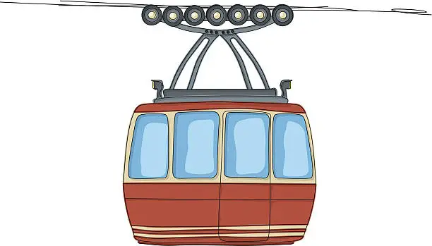 Vector illustration of Cable-car on ropeway