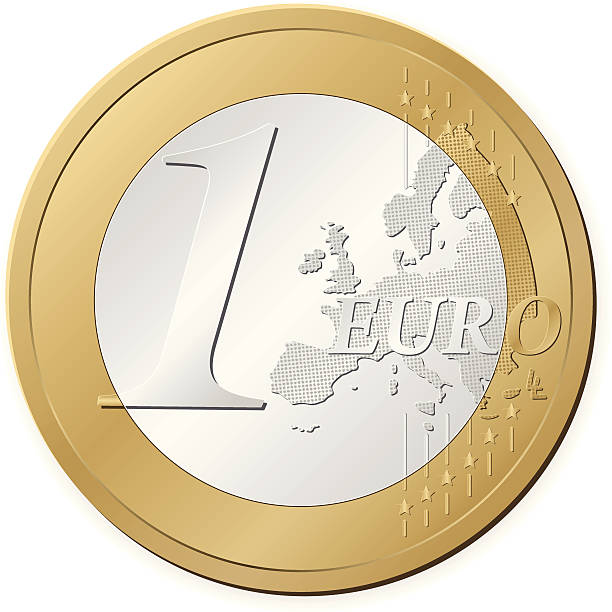 1 euro - european union coin european union currency coin euro symbol stock illustrations