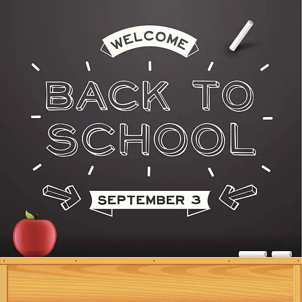 Vector illustration of Back to School Chalkboard Message