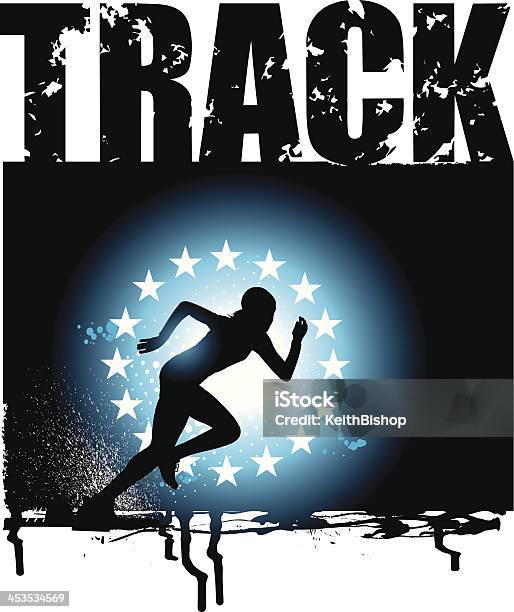 Track And Field Girls Sprint Grunge Background Stock Illustration - Download Image Now - Activity, Adult, Athlete