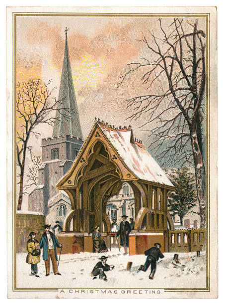 weihnachten grüße karte, der 1884 - christmas christmas card greeting card greeting stock-grafiken, -clipart, -cartoons und -symbole