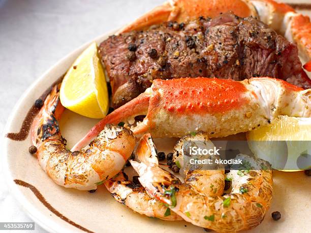 Steak Dinner Stock Photo - Download Image Now - Dinner, Surf and Turf, Barbecue - Meal