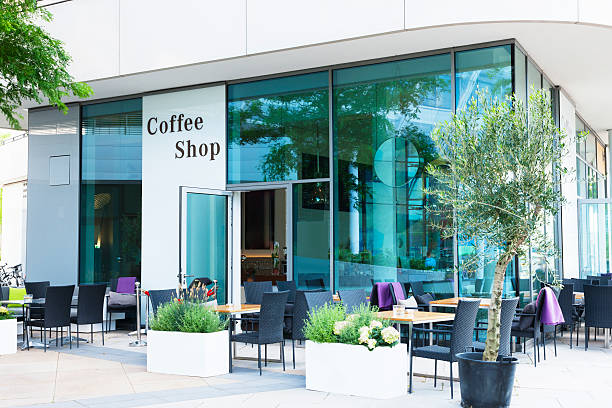 현대적인 레스토랑, 커피 숍, 함부르크, 독일 - cafe culture 뉴스 사진 이미지