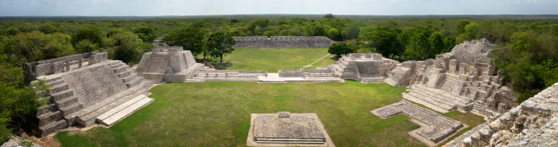 Panorama of the Mayan pyramid complex Edzna