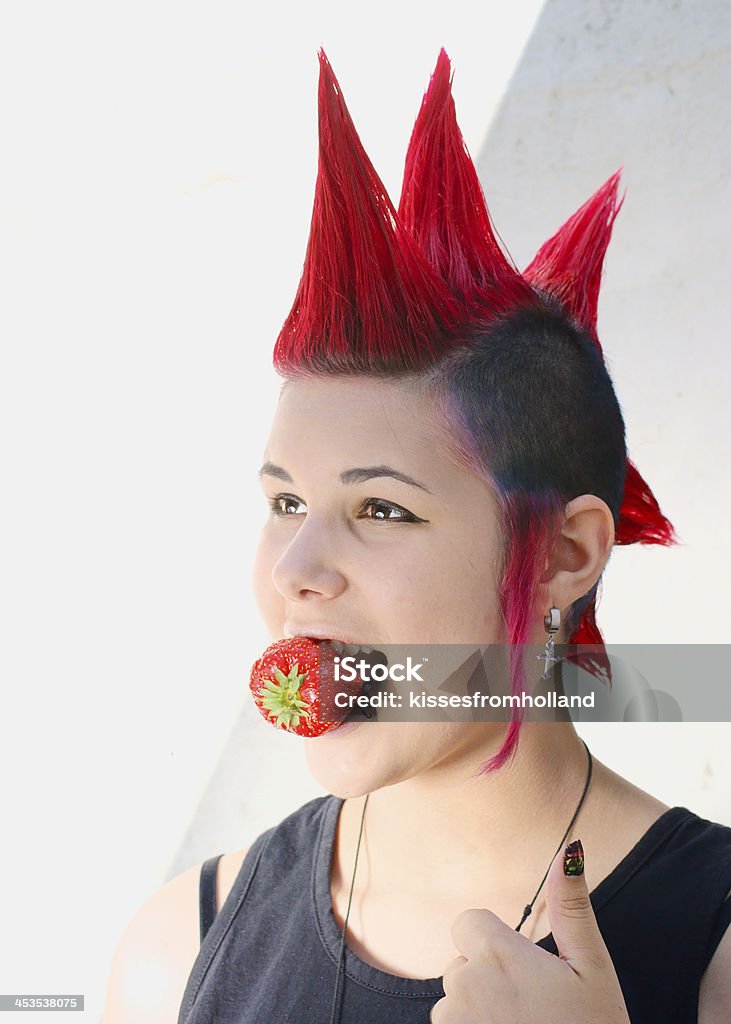 Punk Girl With Strawberry Stock Photo - Download Image Now - Mohawk, Punk - Person, Spiked - iStock Punk Girl With Strawberry Stock Photo - Download Image Now - Mohawk, Punk - Person, Spiked - iStock