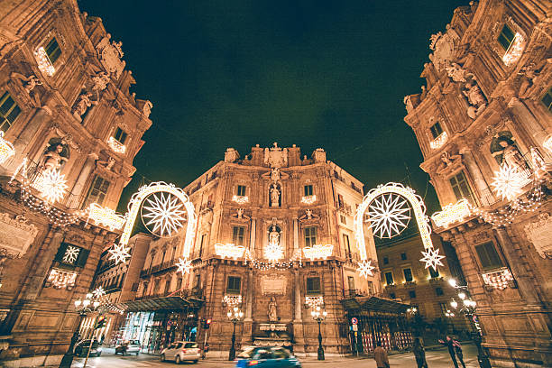 istock Palermo night scene in Christmas lights. 453538807