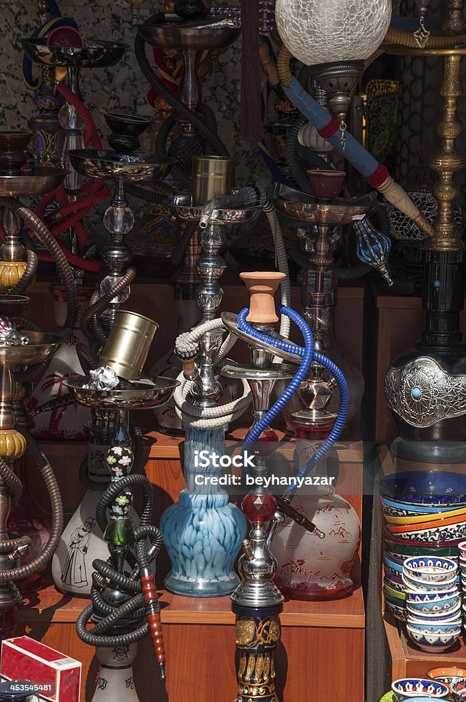 Shisha or Sheesha pipes for sale at the market Flea shop Antique Shop Stock Photo