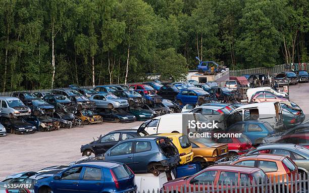 Car Scrapyard Stock Photo - Download Image Now - Car, Garbage, Obsolete