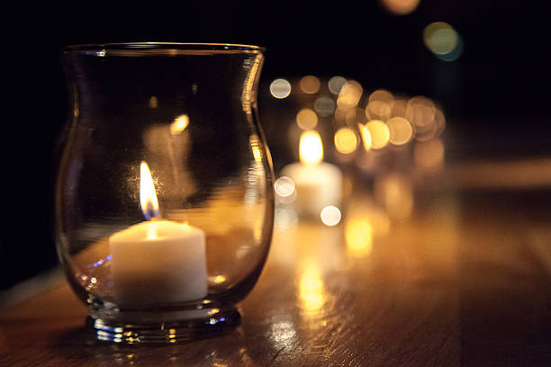 Row of Candles on a Stage stock photo