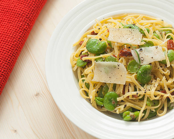 Homemade pasta bake with pesto sauce