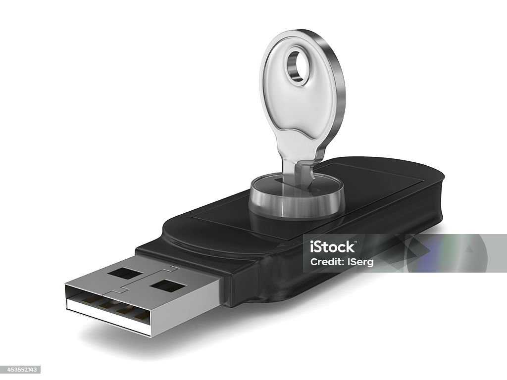 flash drive usb su sfondo bianco.  Immagine 3D isolato - Foto stock royalty-free di Accessibilità